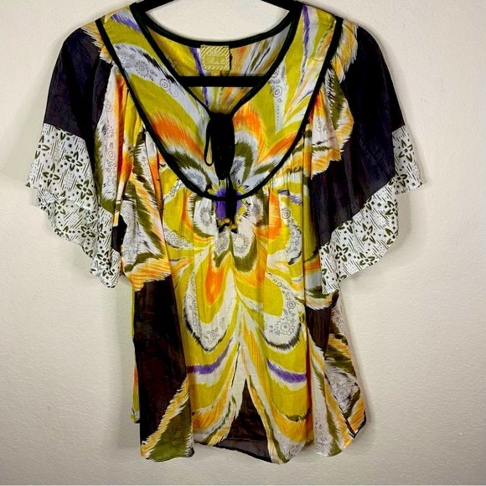 Anthropologie Postella Silk Peasant Blouse Sz M